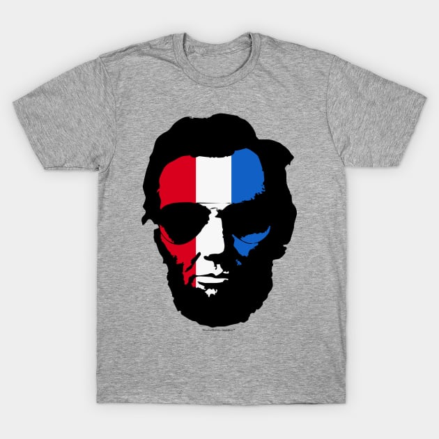 Cool Abraham Lincoln Wearing Aviator Sunglasses (Red White and Blue) T-Shirt by SmokyKitten